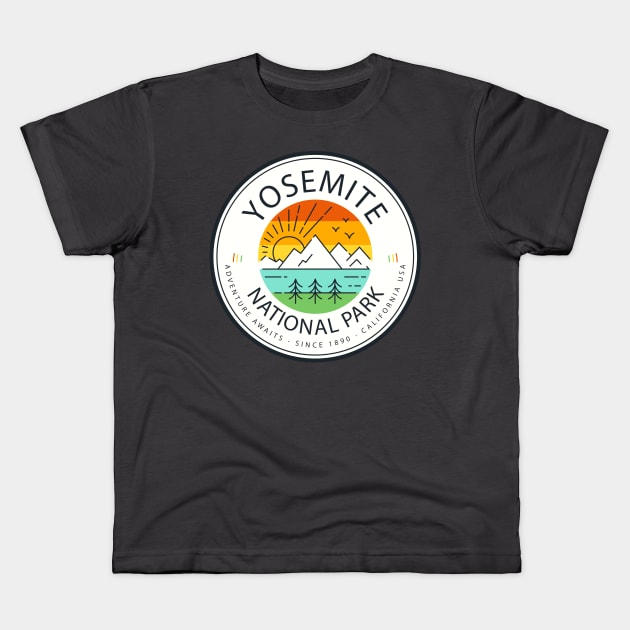 Yosemite National Park Kids T-Shirt by roamfree